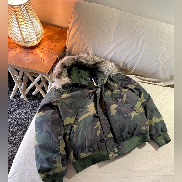 NWT $498 POLO RL RALPH LAUREN Camo Down Filled Bomber Jacket Coat Men’s Medium - Picture 3 of 14